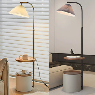 Adjustable Gray Umbrella LED Floor Lamp with Shelf Zawala Image - 2
