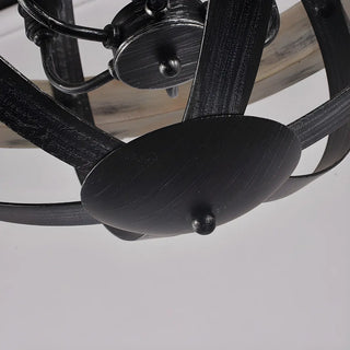 ZOWALA - Globe Iron Wood Candle Black Dining Farmhouse Chandelier Image - 9
