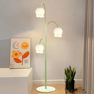 Fresh 3-Light Pastel Green Flower Metal Floor Lamp Zawala Image - 1
