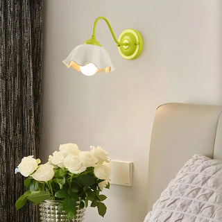 Beautiful Green Flower Wavy White Shade Wall Sconce Zawala Image - 1