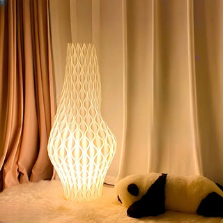 Unique White 3D Geometric Ambient Wooden Floor Lamp Zawala Image - 1
