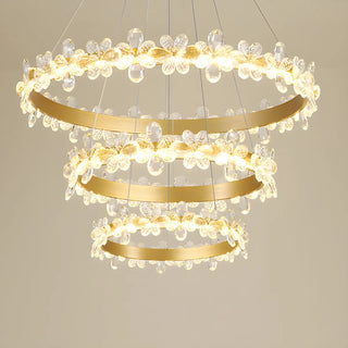 ZOWALA - Crystal Ring Tiered Living Room LED Gold Chandelier Image - 10