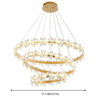 ZOWALA - Crystal Ring Tiered Living Room LED Gold Chandelier #size