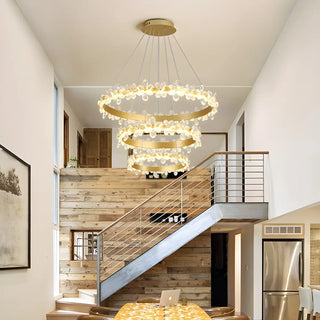 ZOWALA - Crystal Ring Tiered Living Room LED Gold Chandelier Image - 2