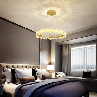 ZOWALA - Crystal Ring Tiered Living Room LED Gold Chandelier Image - 3