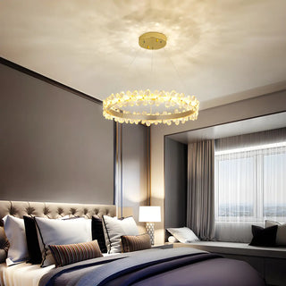 ZOWALA - Crystal Ring Tiered Living Room LED Gold Chandelier Image - 5