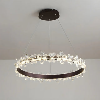 ZOWALA - Crystal Ring Tiered Living Room LED Gold Chandelier Image - 6