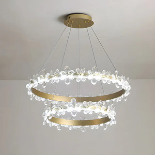 ZOWALA - Crystal Ring Tiered Living Room LED Gold Chandelier Image - 7