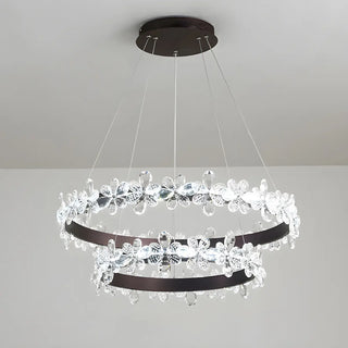 ZOWALA - Crystal Ring Tiered Living Room LED Gold Chandelier Image - 8