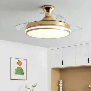 Minimalist 3 Blade Round Flush Mount Ceiling Fan Light Zawala Image - 1