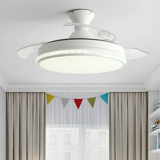 Minimalist 3 Blade Round Flush Mount Ceiling Fan Light Zawala Image - 2