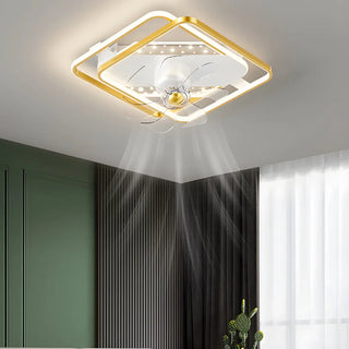 ZOWALA - Glam Gold Rectangular Ceiling Fan with Light Image - 2