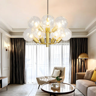 ZOWALA - Gold 2-Tier Clear Glass Bubble Chandelier Image - 1