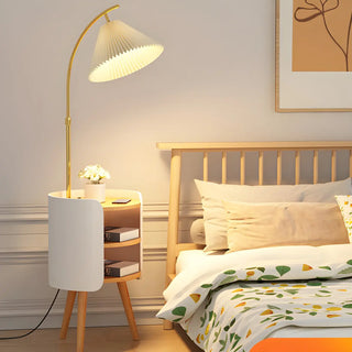 Adjustable Beige Cone Bedside Floor Lamp with Storage Zawala Image - 1