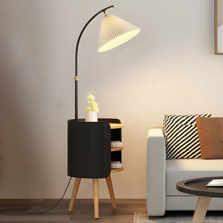 Adjustable Beige Cone Bedside Floor Lamp with Storage Zawala Image - 4