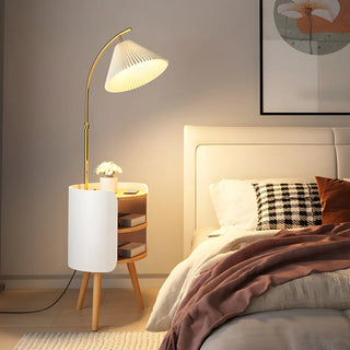 Adjustable Beige Cone Bedside Floor Lamp with Storage Zawala Image - 5