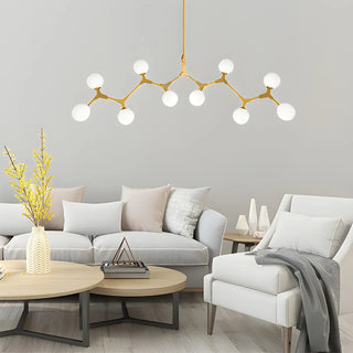 ZOWALA - Minimalist Branch Nordic Opal Glass Globe Gold Chandelier Image - 2