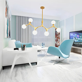 ZOWALA - Minimalist Branch Nordic Opal Glass Globe Gold Chandelier Image - 4
