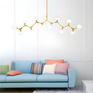 ZOWALA - Minimalist Branch Nordic Opal Glass Globe Gold Chandelier Image - 5