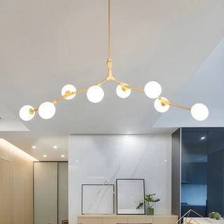 ZOWALA - Minimalist Branch Nordic Opal Glass Globe Gold Chandelier Image - 6