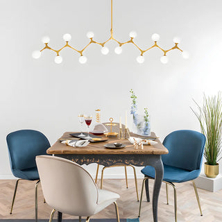 ZOWALA - Minimalist Branch Nordic Opal Glass Globe Gold Chandelier Image - 8