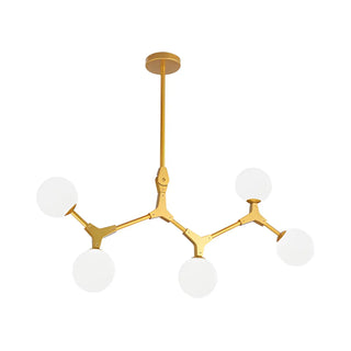 ZOWALA - Minimalist Branch Nordic Opal Glass Globe Gold Chandelier Image - 9