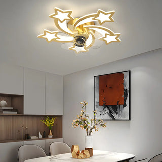 Elegant Gold Star LED Flush Ceiling Fan with Light Zowala Image - 4