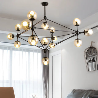 Industrial Sphere Candle Iron Dining Room Black Chandelier Image - 2