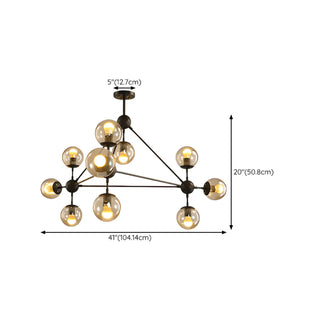 Industrial Sphere Candle Iron Dining Room Black Chandelier Image - 20
