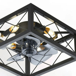 Chic Black Caged Multi-Light Ceiling Fan with Lights Zawala Image - 12