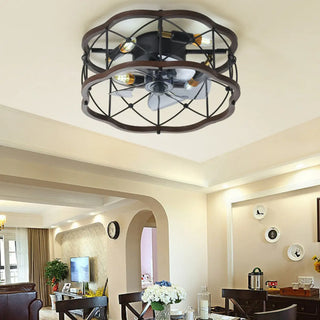 Chic Black Caged Multi-Light Ceiling Fan with Lights Zawala Image - 15