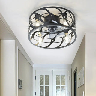 Chic Black Caged Multi-Light Ceiling Fan with Lights Zawala Image - 16