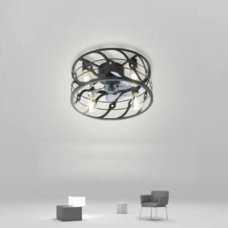 Chic Black Caged Multi-Light Ceiling Fan with Lights Zawala Image - 17