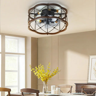 Chic Black Caged Multi-Light Ceiling Fan with Lights Zawala Image - 3