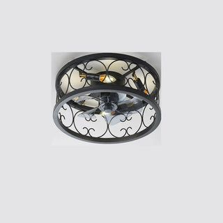 Chic Black Caged Multi-Light Ceiling Fan with Lights Zawala Image - 5