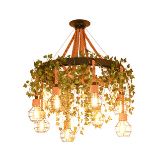 ZOWALA - Circle Rope Cage Restaurant Black Edison Bulb Chandelier Image - 10