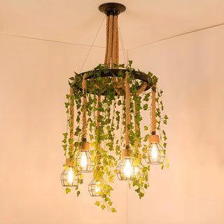 ZOWALA - Circle Rope Cage Restaurant Black Edison Bulb Chandelier Image - 11