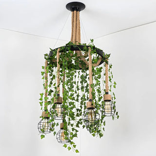 ZOWALA - Circle Rope Cage Restaurant Black Edison Bulb Chandelier Image - 12