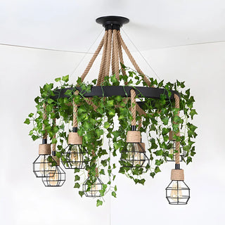 ZOWALA - Circle Rope Cage Restaurant Black Edison Bulb Chandelier Image - 13