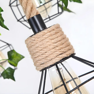 ZOWALA - Circle Rope Cage Restaurant Black Edison Bulb Chandelier Image - 14