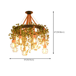 ZOWALA - Circle Rope Cage Restaurant Black Edison Bulb Chandelier Image - 18
