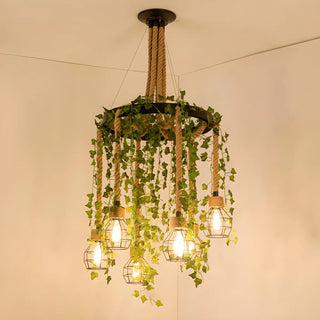 ZOWALA - Circle Rope Cage Restaurant Black Edison Bulb Chandelier Image - 7