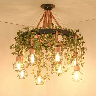 ZOWALA - Circle Rope Cage Restaurant Black Edison Bulb Chandelier Image - 8