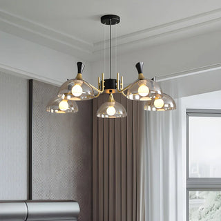ZOWALA - Industrial Black Gold Glass Dome Chandelier Image - 1
