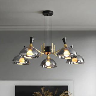 ZOWALA - Industrial Black Gold Glass Dome Chandelier Image - 3