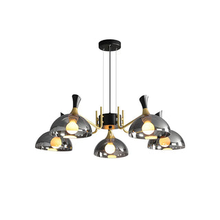 ZOWALA - Industrial Black Gold Glass Dome Chandelier Image - 4