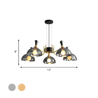 ZOWALA - Industrial Black Gold Glass Dome Chandelier Image - 5