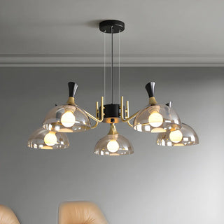 ZOWALA - Industrial Black Gold Glass Dome Chandelier Image - 6