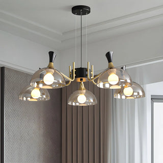 ZOWALA - Industrial Black Gold Glass Dome Chandelier Image - 7
