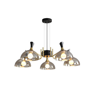 ZOWALA - Industrial Black Gold Glass Dome Chandelier Image - 8
